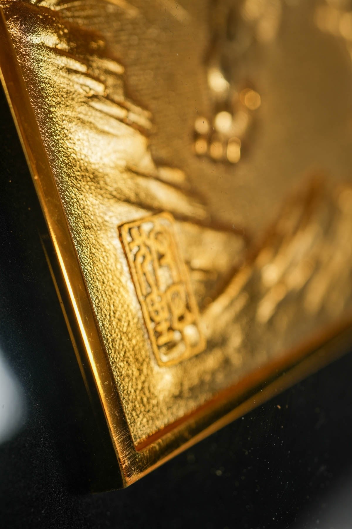 Home Decor Golden Wall Art - 24K Gold plated Framed 2 Lions from Japanese National Treasure Kano Interior Design