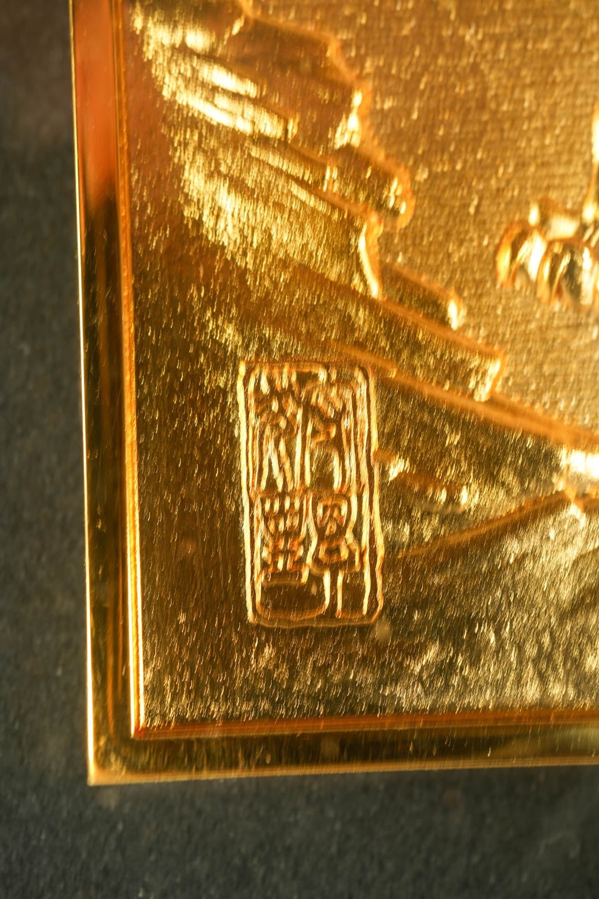 Home Decor Golden Wall Art - 24K Gold plated Framed 2 Lions from Japanese National Treasure Kano Interior Design