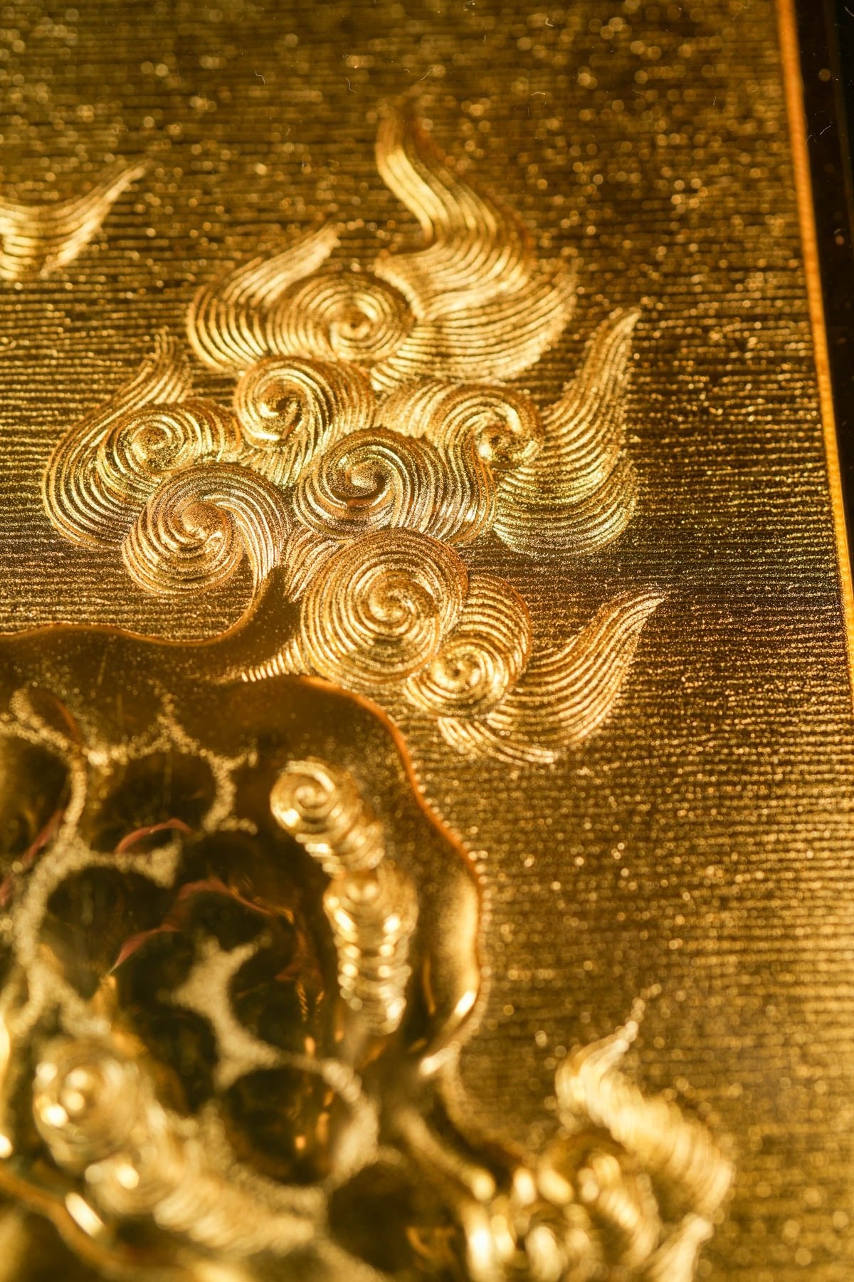 Immerse yourself in the sophistication of this 24K Gold plated Japanese National Treasure Wall Art, featuring two Oriental Lions inspired by 'Kara Shishi-zu Byobu.' Elevate your Room Decor with the spiritual symbolism of Oriental Lions, an excellent choice for Home Decor enthusiasts and Interior Design aficionados.