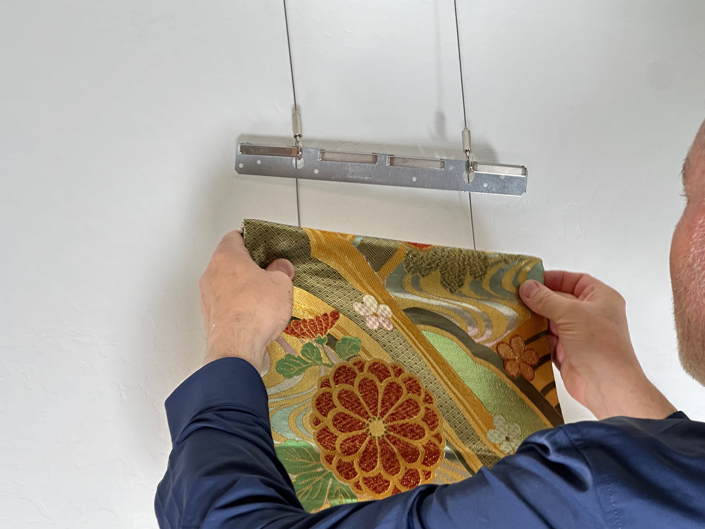 Magnet Wall Art Hanging System, Canvas Art, Clean and Simple art hanging, No damage to the Art. Buy now at SilkCrane.com Interior Design Home Decoration with Vintage Japanese Kimono Obi