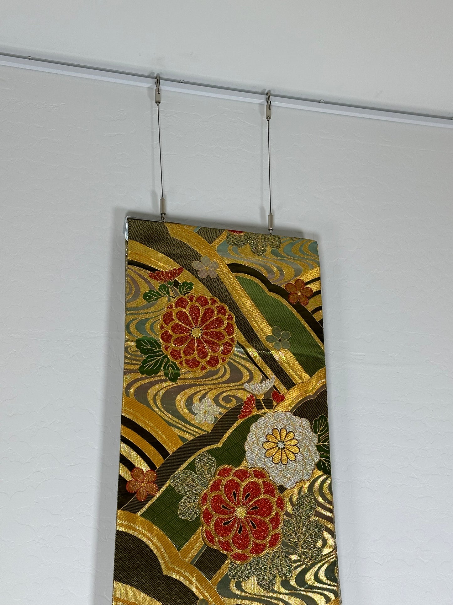 Affordable Luxury Art, Canvas Wall Art Magnet Hanging System , Home Decoration, Interior Design, Vintage Japanese Kimono Obi Tapestry. Buy now at SilkCrane.com
