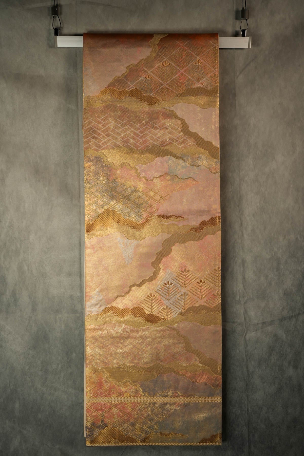 Abstract Art Golden Cloud - Wall Art, Large Wall Hanging Art, Home Decor, Japanese Kimono Obi Tapestry
