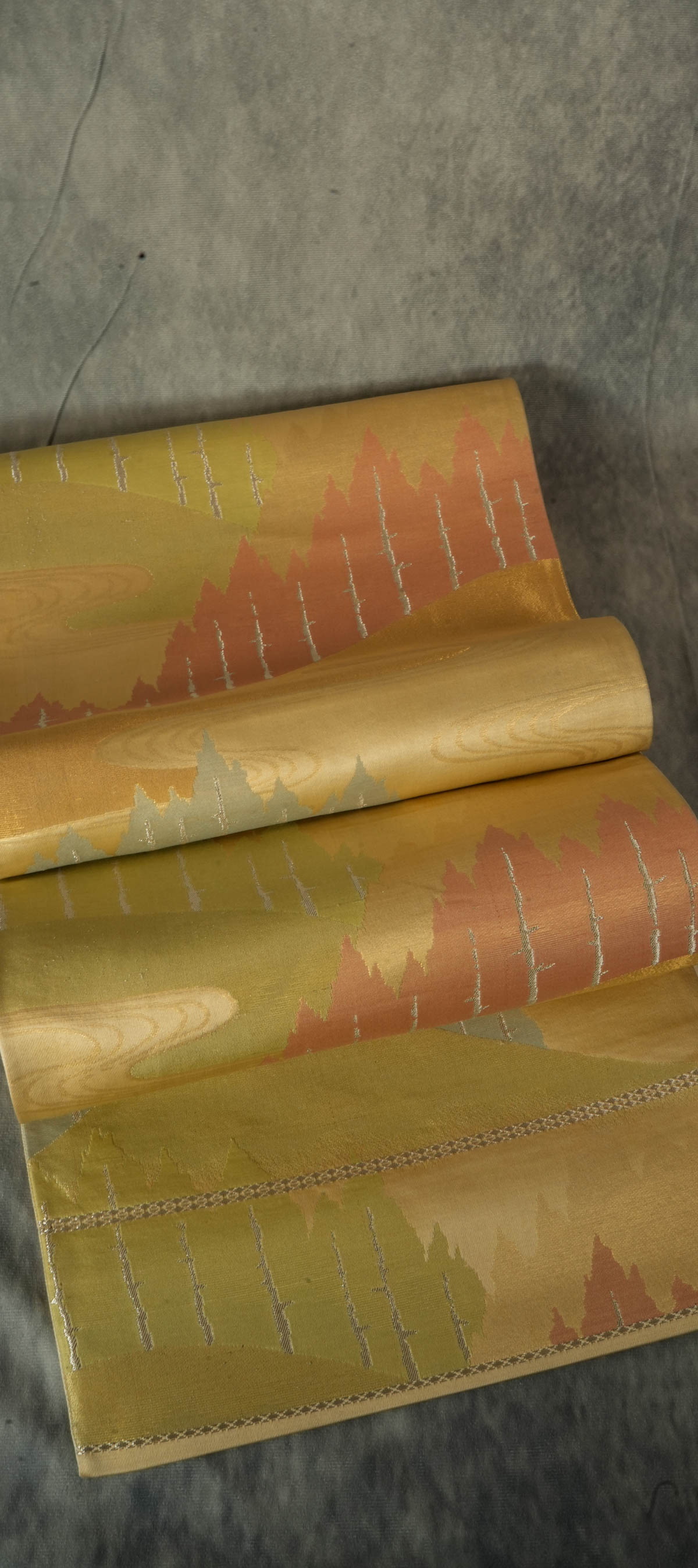 Trees and Mountains - Wall Art, Large Wall Hanging Art, Home Decor, Japanese Kimono Obi Tapestry