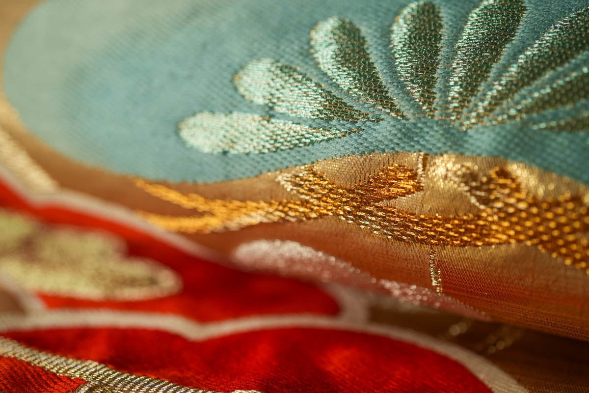 Colorful Pines - Symbol of Longevity and Prosperity - - Wall Art, Large Wall Hanging Art, Home Decor, Japanese Kimono Obi Tapestry