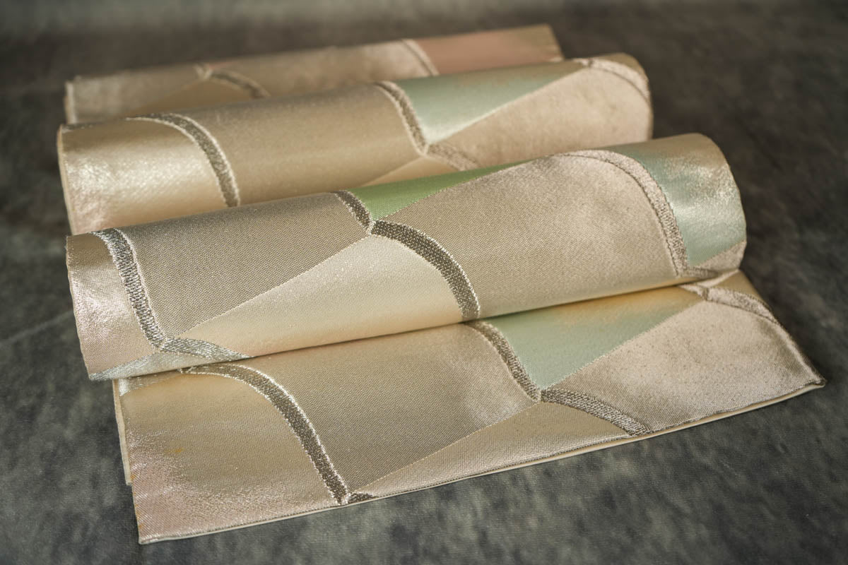 Tricolor with Silver Lines- Wall Art, Large Wall Hanging Art, Home Decor, Japanese Kimono Obi Tapestry