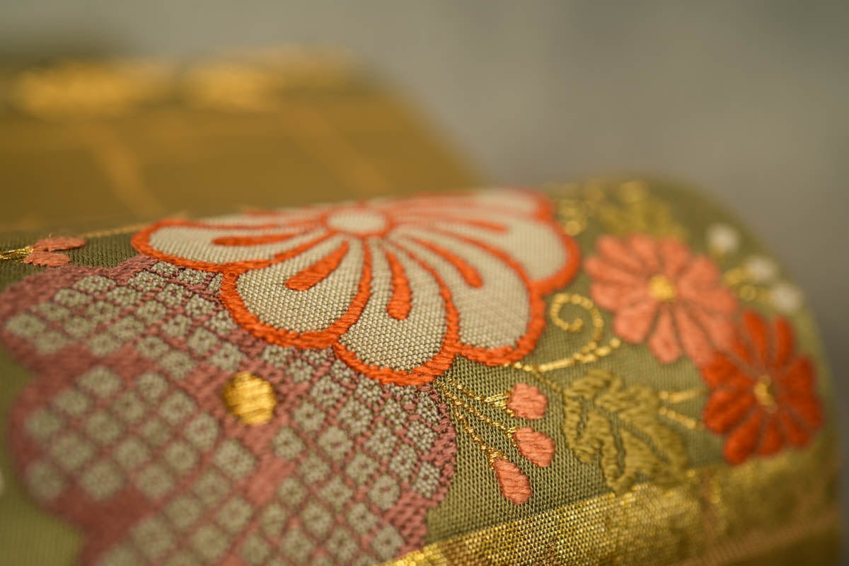 Gold Tapestry Art Wall Art Japanese Kimono Obi