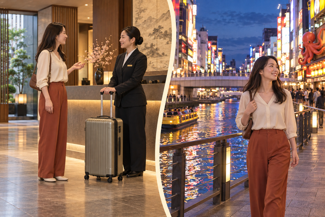 Dotonbori luggage storage: send extra luggage from your hotel and enjoy Osaka with a small bag.