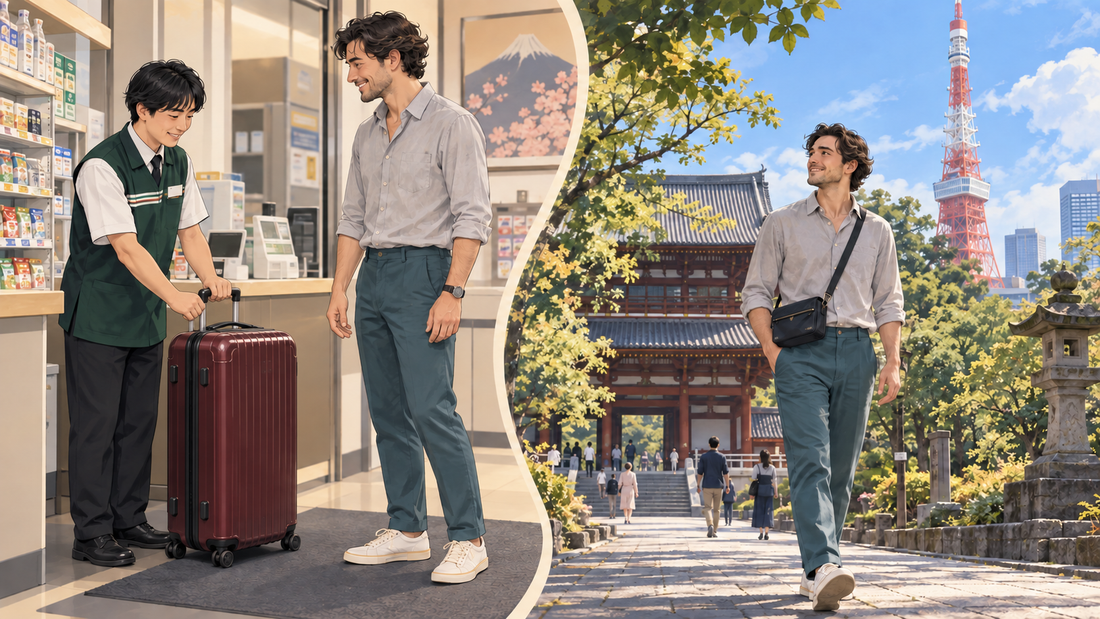 Hamamatsucho luggage storage: send your suitcase from a convenience store and enjoy Zojoji and Tokyo Tower.