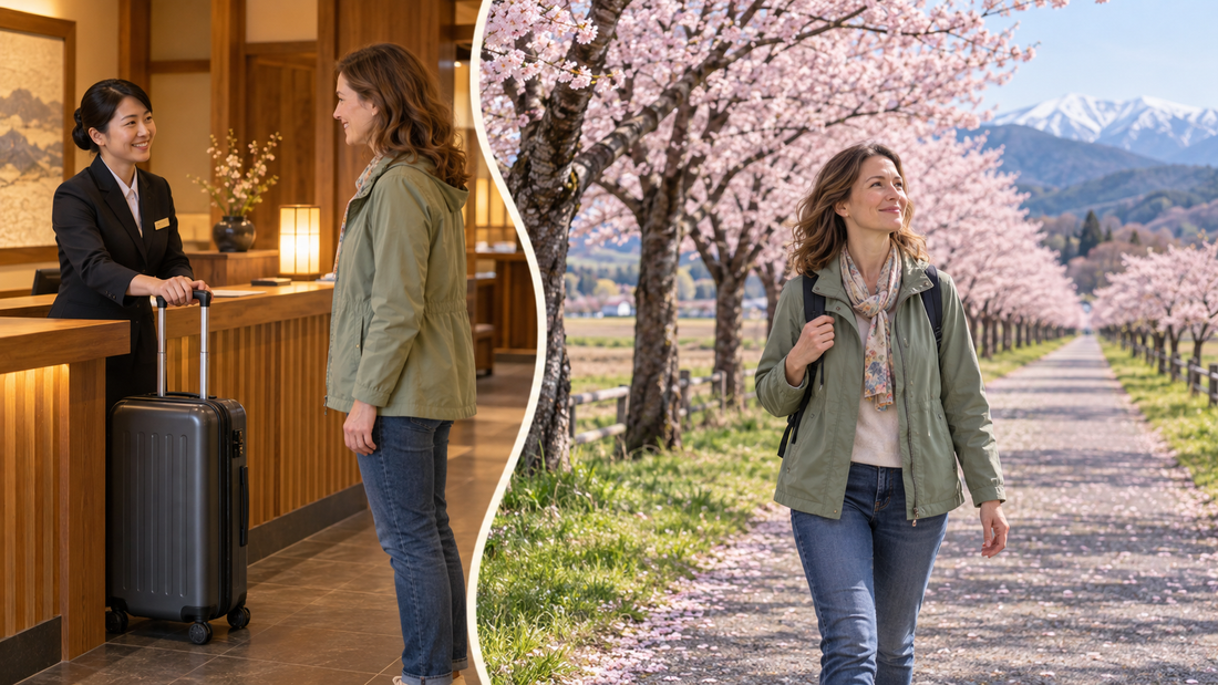 Shizunai cherry blossoms: send your suitcase from the hotel and stroll the avenue with a smaller bag.