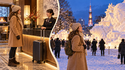 Sapporo winter festivals: send your suitcase from the hotel and enjoy the snow sculptures with a smaller bag.