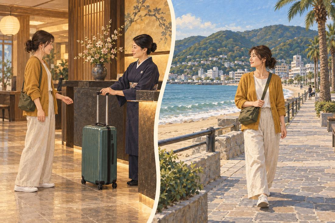 Ito: send the extra suitcase from your hotel and enjoy the seafront with a small bag.