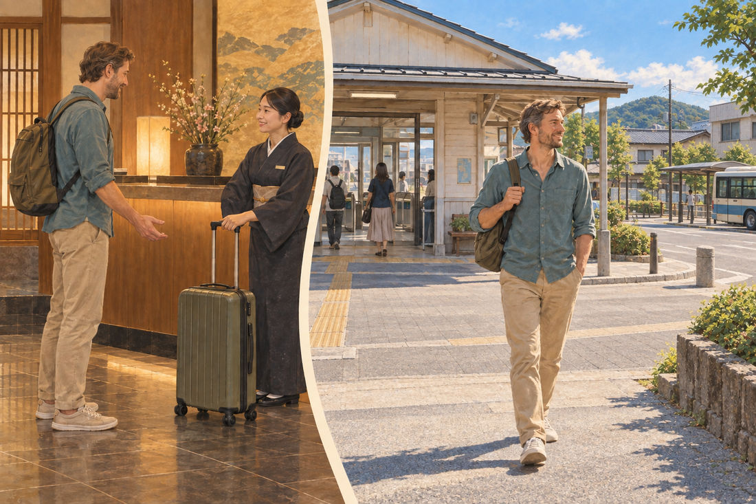 Ito Station: send your spare suitcase from the hotel and arrive for the coastal journey with a small bag.