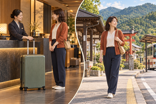 Kirishima-Jingu Station arrival: send the suitcase from your hotel and continue toward the shrine and hot springs with a small bag.