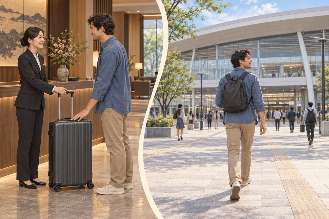 Kumamoto Station luggage storage: hand over a suitcase at the hotel and head to the station with a small bag.