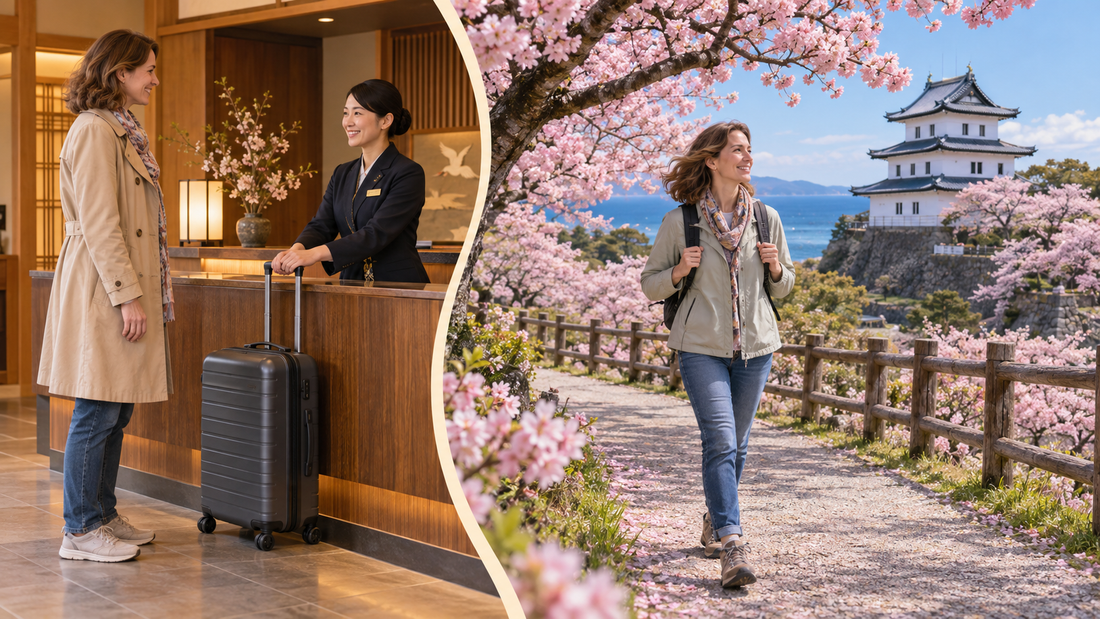Matsumae cherry blossoms: send your suitcase from the hotel and enjoy a lighter walk through the castle park.