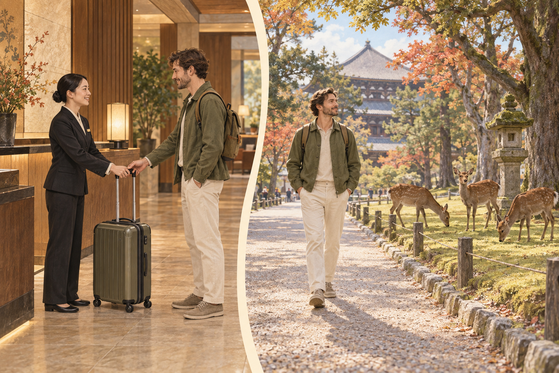 Nara Park luggage storage: send the extra suitcase from your hotel and enjoy the park paths with a small backpack.