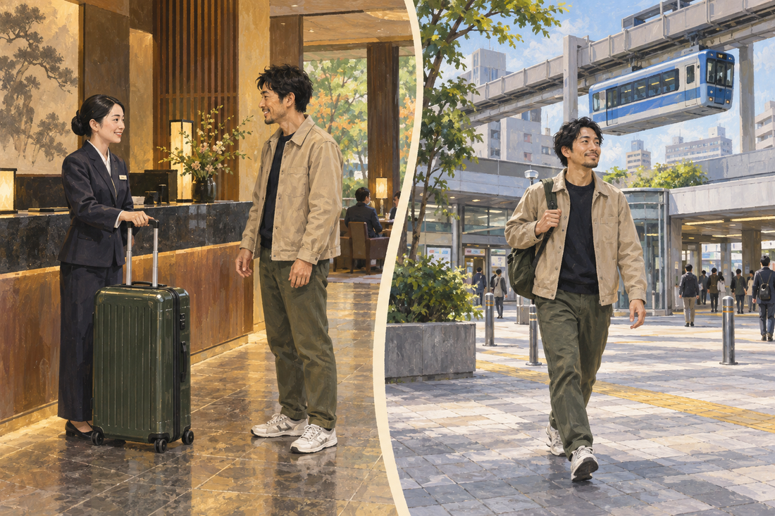 Ofuna: send the spare suitcase from your hotel and make the railway connection with a small daypack.
