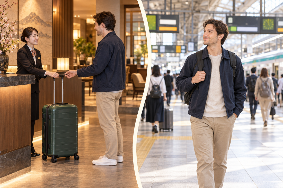 Omiya Station luggage storage: hand over the spare suitcase at your hotel and continue through the station with a small backpack.