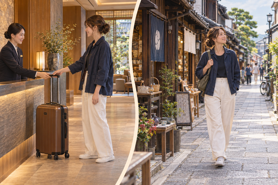 Sakai luggage storage: send your suitcase from the hotel and browse traditional shops with a small shoulder bag.