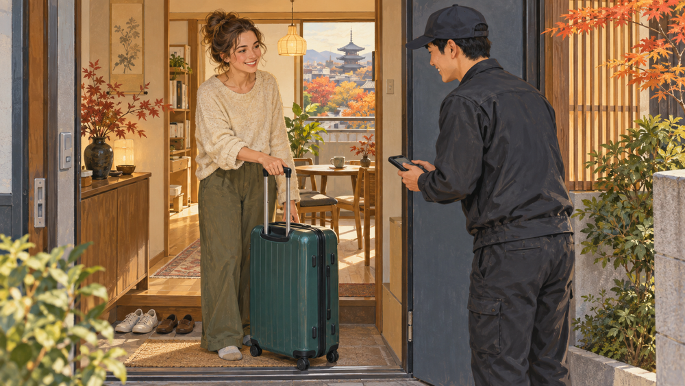 Arrange stored-luggage delivery to your Kyoto apartment and be there to receive it.