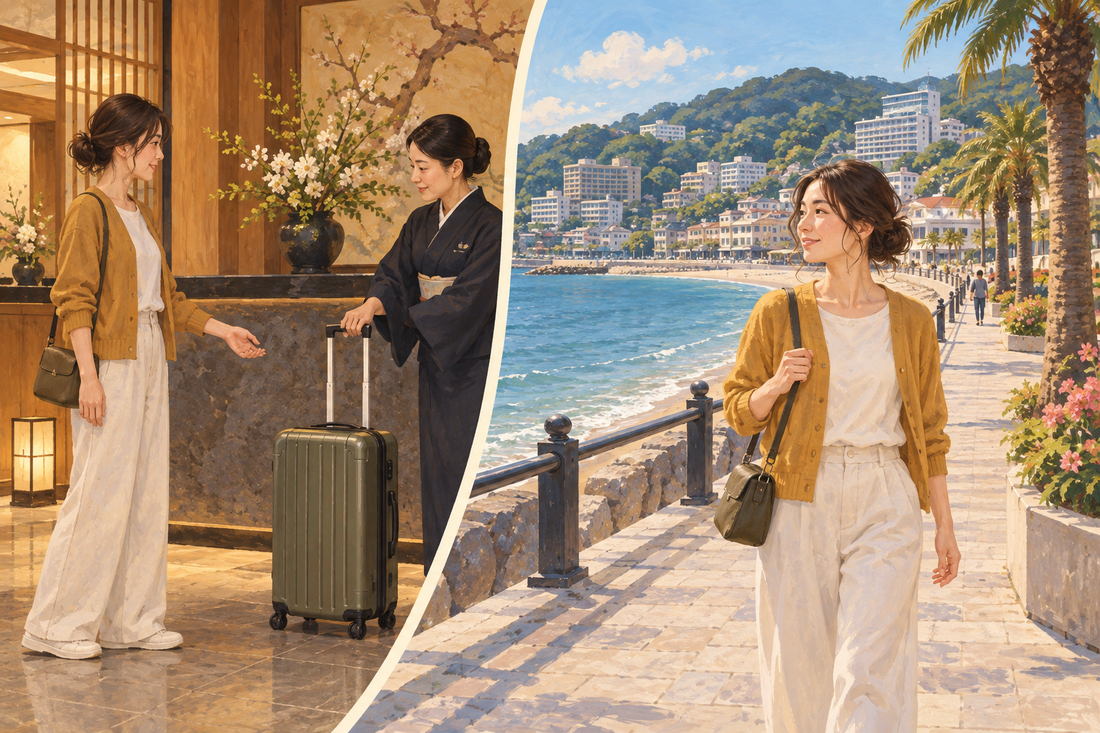 Atami: send the extra suitcase from your hotel and enjoy the waterfront with a small bag.