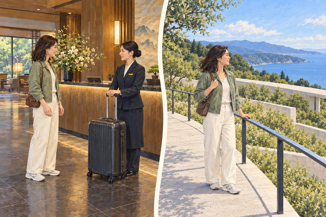Enoura Observatory: send the spare suitcase from your hotel and enjoy the coastal architecture from a visitor path with a small shoulder bag.