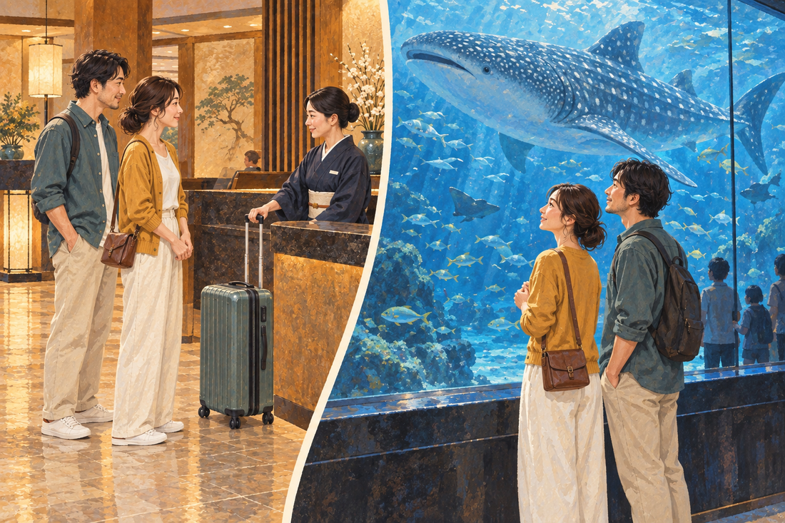 Kaiyukan and Tempozan: send your suitcase from the hotel and enjoy the aquarium with a small bag.