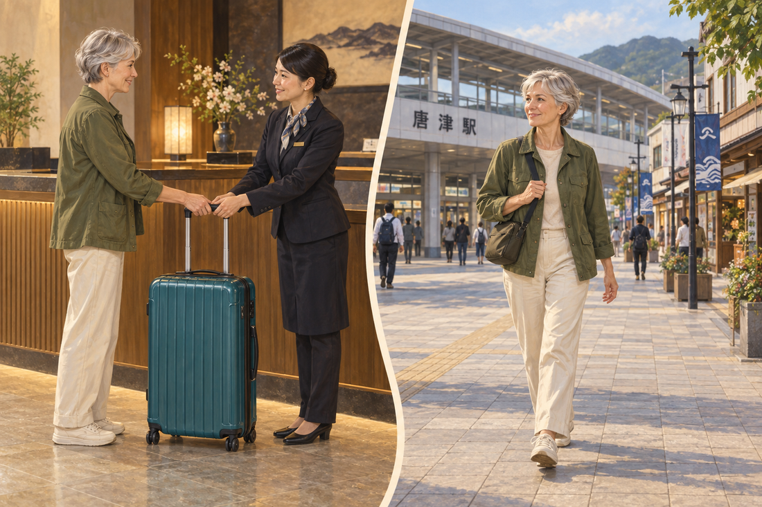 Karatsu Station luggage storage: send your spare suitcase from the hotel and leave the station with a small bag.