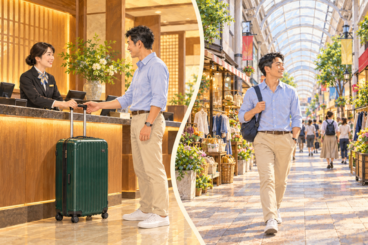 Send a suitcase from a hotel front desk, then browse Kichijoji’s covered shopping arcade with a small bag.