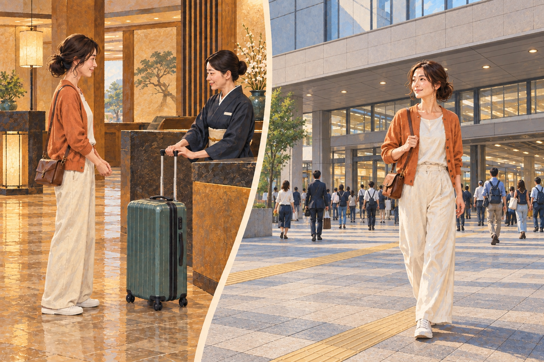 Namba stations: send your suitcase from the hotel and make your next connection with a small bag.