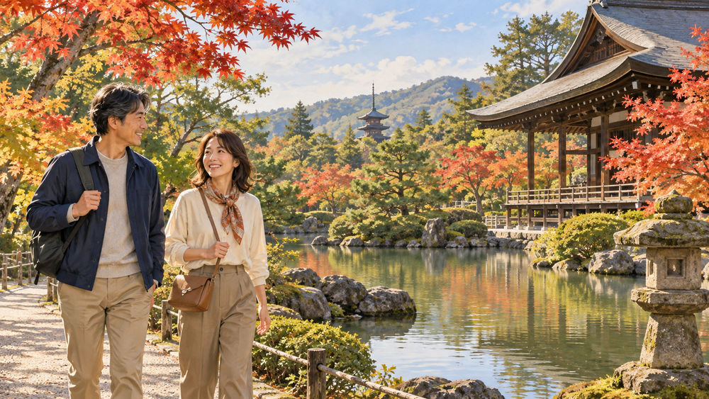 Store your golf gear between rounds and explore Kyoto's temple gardens with a small bag.