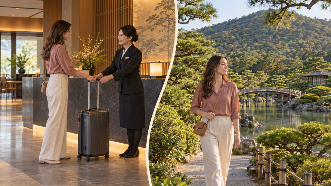 Ritsurin Garden luggage storage: leave a suitcase with hotel staff and enjoy the ponds and pines with a small bag.