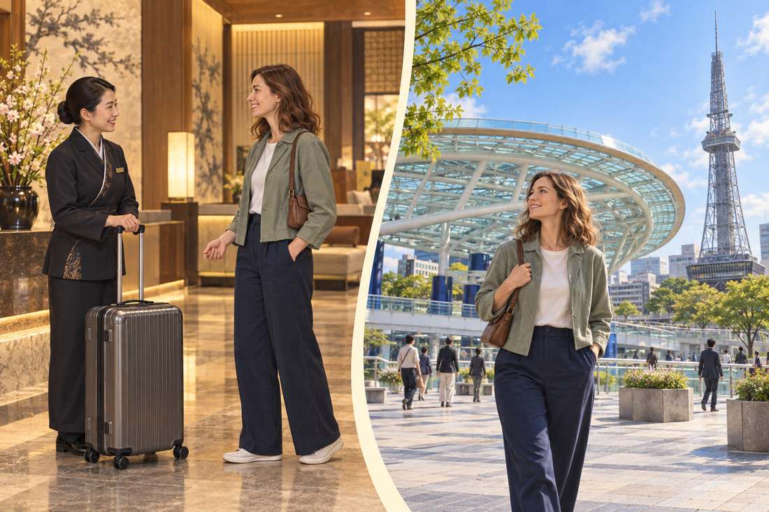 Sakae and Oasis 21: send spare luggage from your hotel and travel with a small bag.