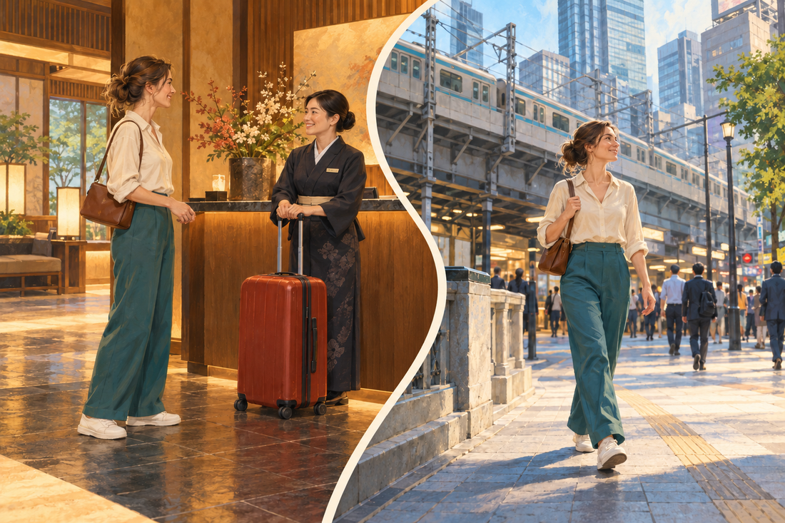 Shimbashi luggage storage: send your suitcase from the hotel and continue towards the station with a small bag.