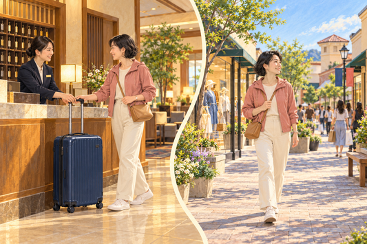 Send a suitcase from a hotel front desk, then enjoy Shisui Premium Outlets with less to carry.