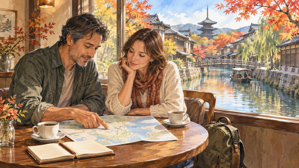 Budget for storage and shipping, then enjoy Japan's canal-side cafés with less luggage.