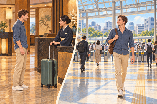 Tennoji Station: send your suitcase from the hotel and navigate your next connection with a small bag.