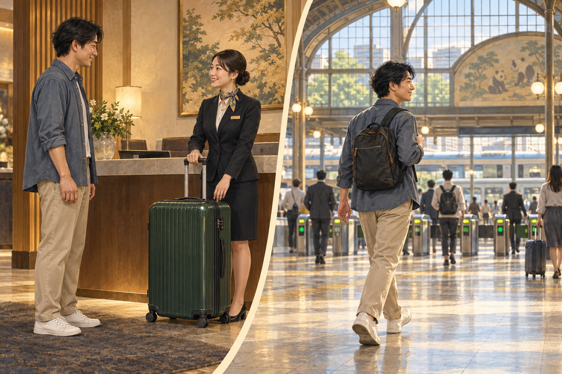 Ueno Station luggage storage: send the spare suitcase from your hotel and continue by train with a small daypack.