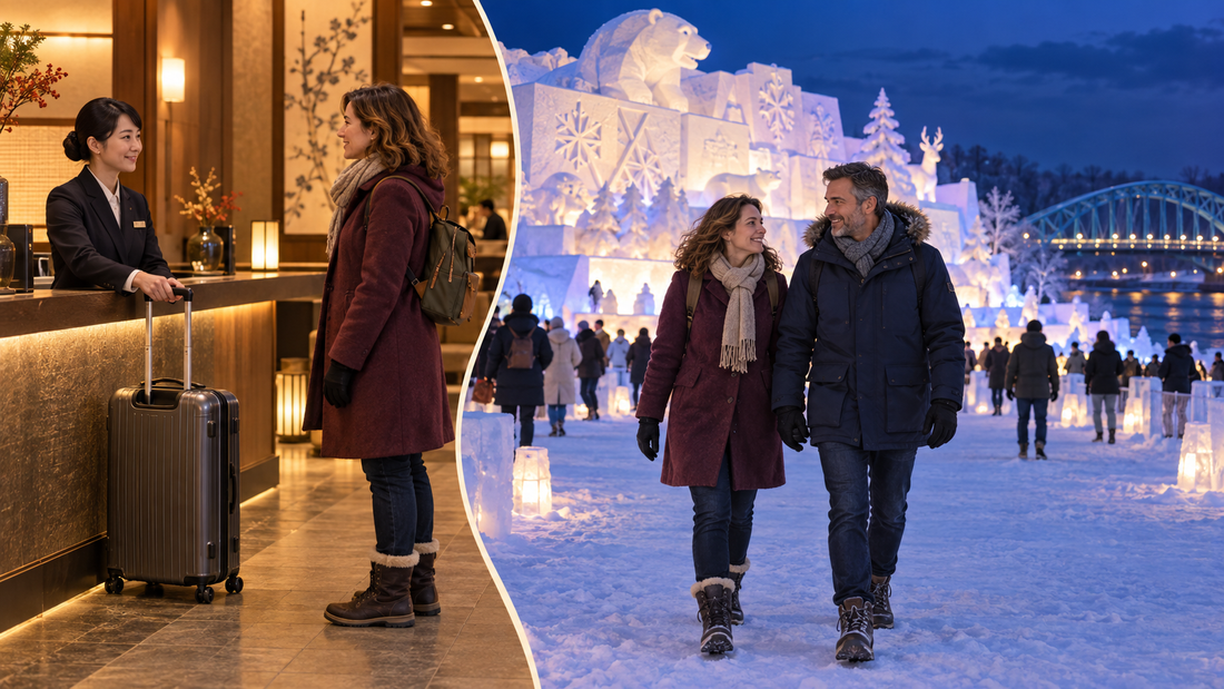 Asahikawa winter festival: send your suitcase from the hotel and enjoy the snow sculptures with a smaller bag.