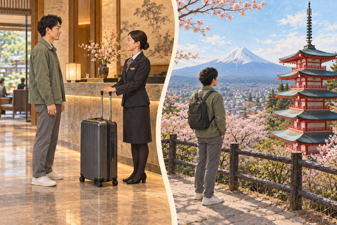 Chureito Pagoda: send the spare suitcase from your hotel and travel with a smaller bag.