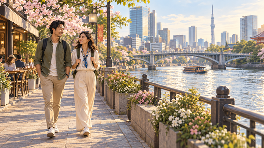 Enjoy Tokyo riverside cafés and walks with small bags while extra luggage stays in storage.