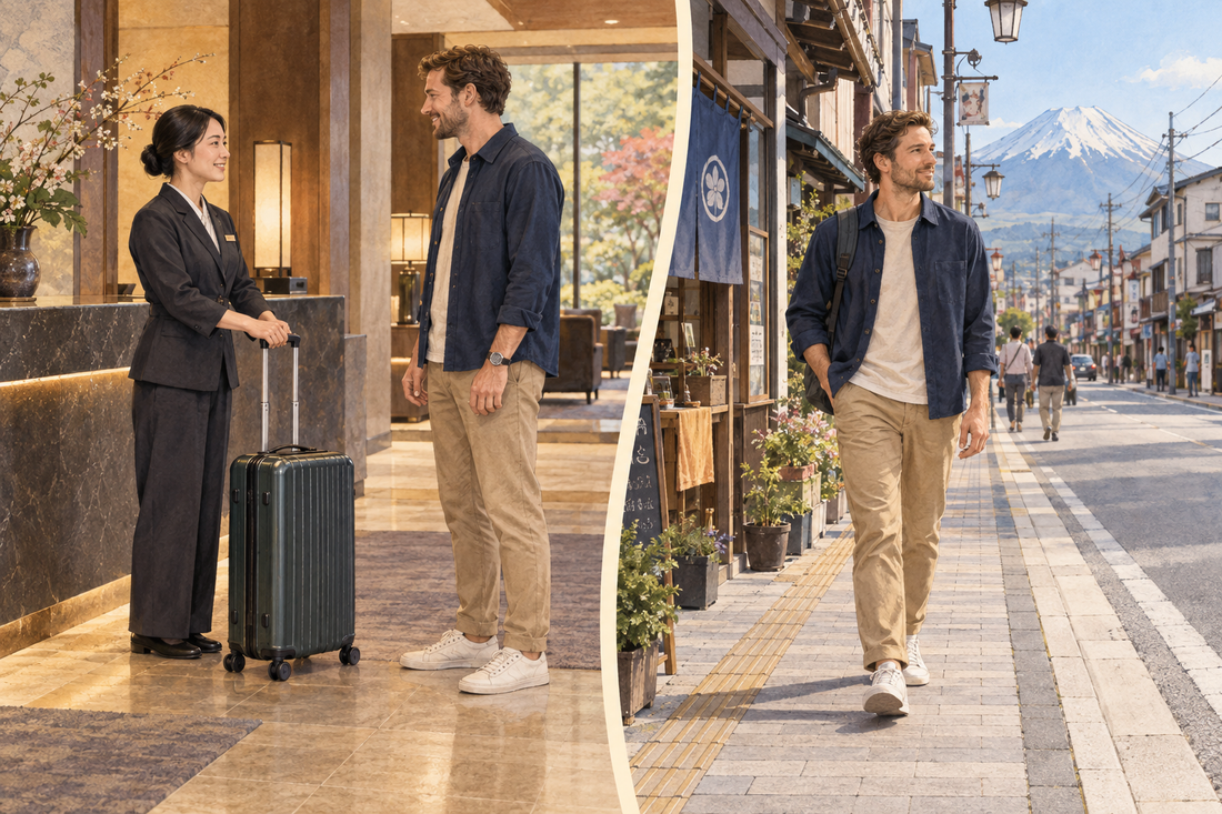 Fujiyoshida: send the spare suitcase from your hotel and travel with a smaller bag.