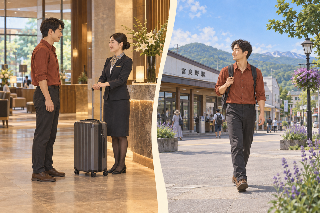 Furano Station: send the spare suitcase from your hotel and travel with a smaller bag.