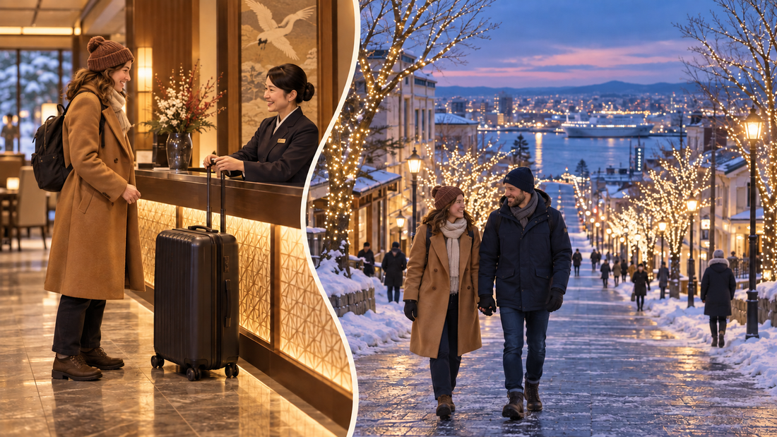 Hakodate winter lights: send your suitcase from the hotel and enjoy the illuminated streets with a smaller bag.