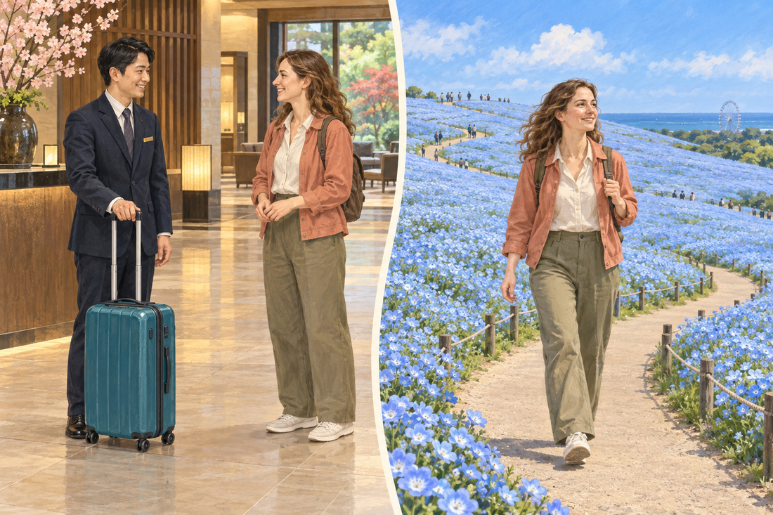 Hitachi Seaside Park luggage storage: send the spare suitcase from your hotel and enjoy Ibaraki with a small bag.