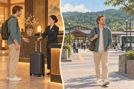 Izukyu-Shimoda Station: send your suitcase from the hotel and arrive for your next connection with a small bag.
