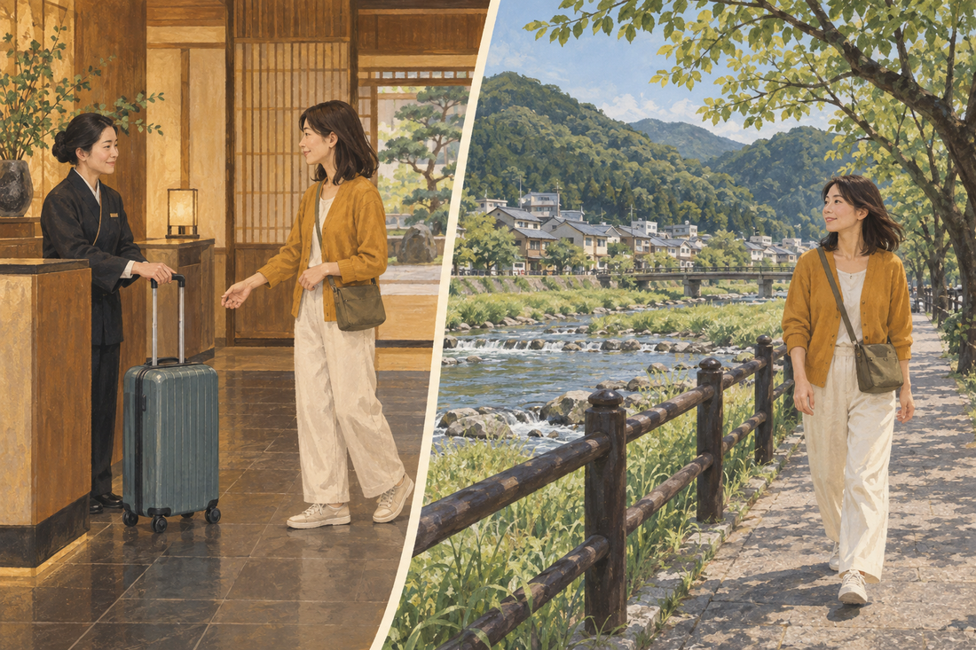 Kawazu: send your suitcase from the hotel and enjoy a riverside walk with a small bag.