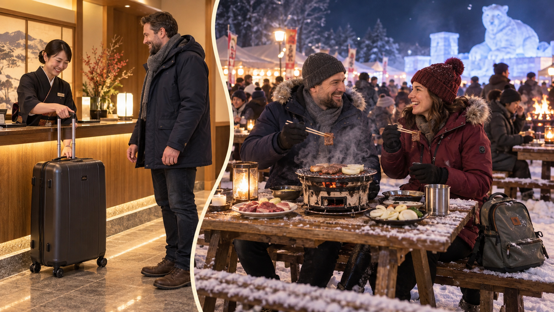 Kitami winter barbecue: send your suitcase from the hotel and enjoy an outdoor festival meal.