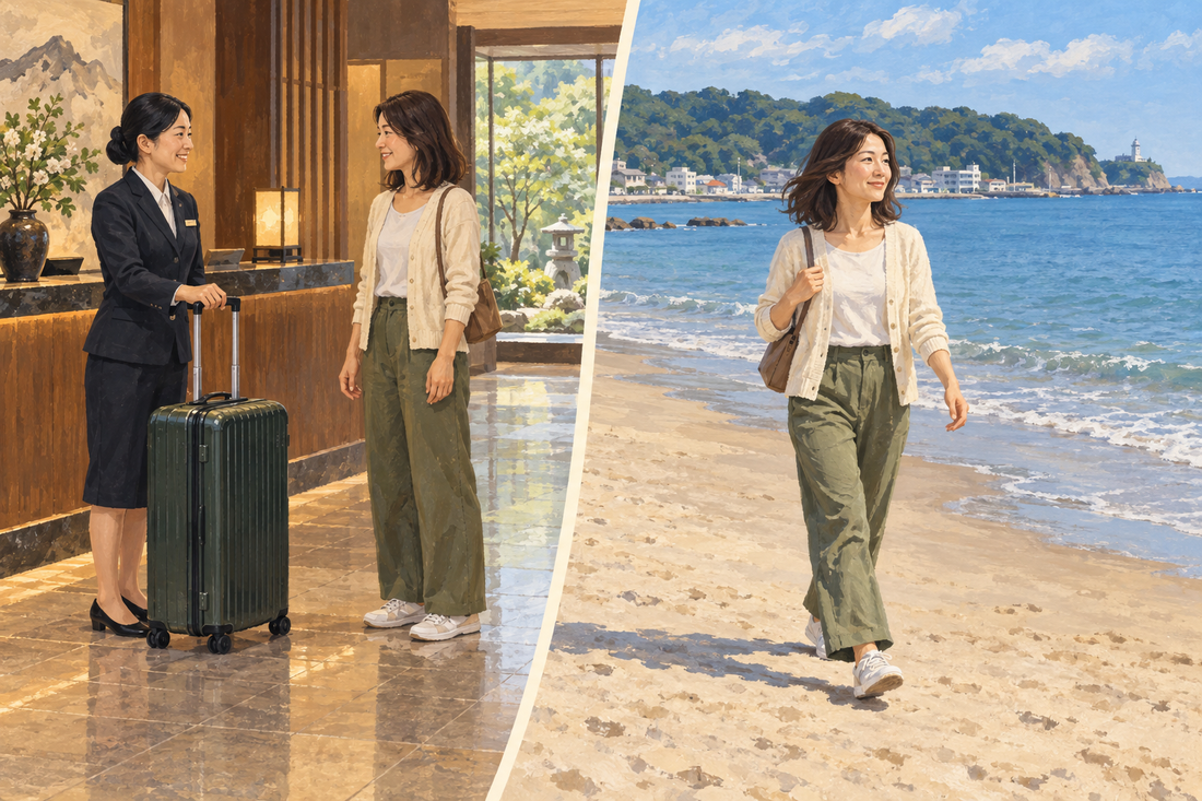 Miura Beach: send the extra suitcase from your hotel and enjoy the shore with a small bag.