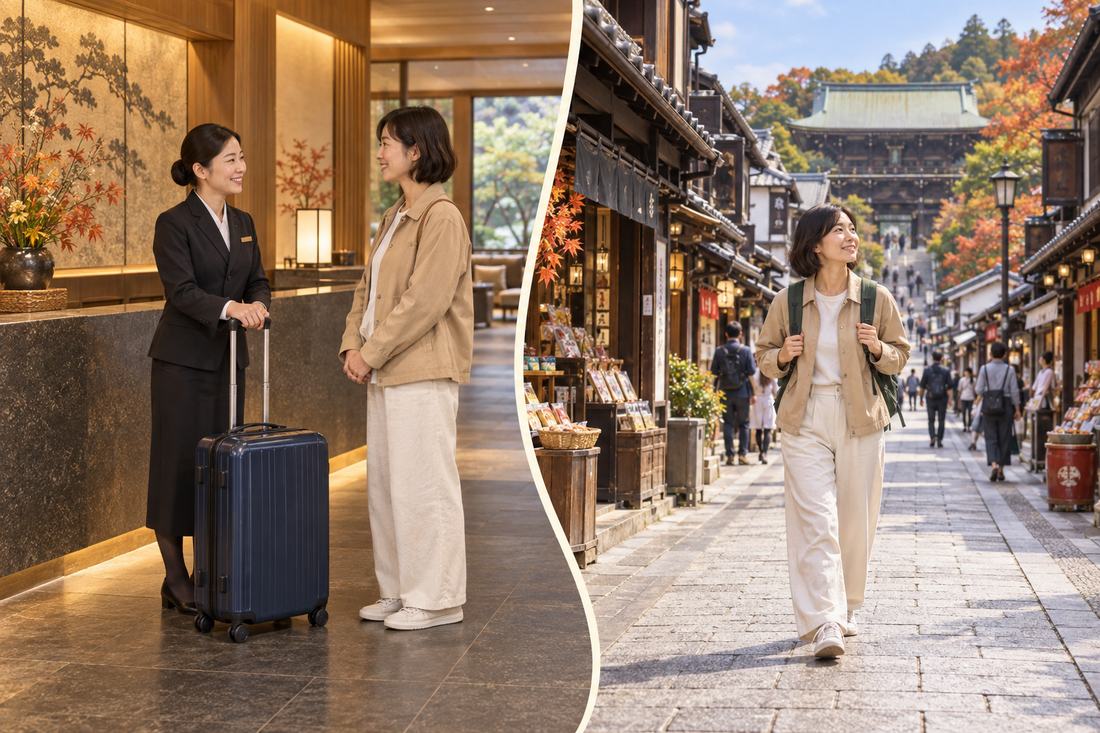 Naritasan Omotesando: send spare luggage from your hotel and enjoy the visit with a smaller bag.